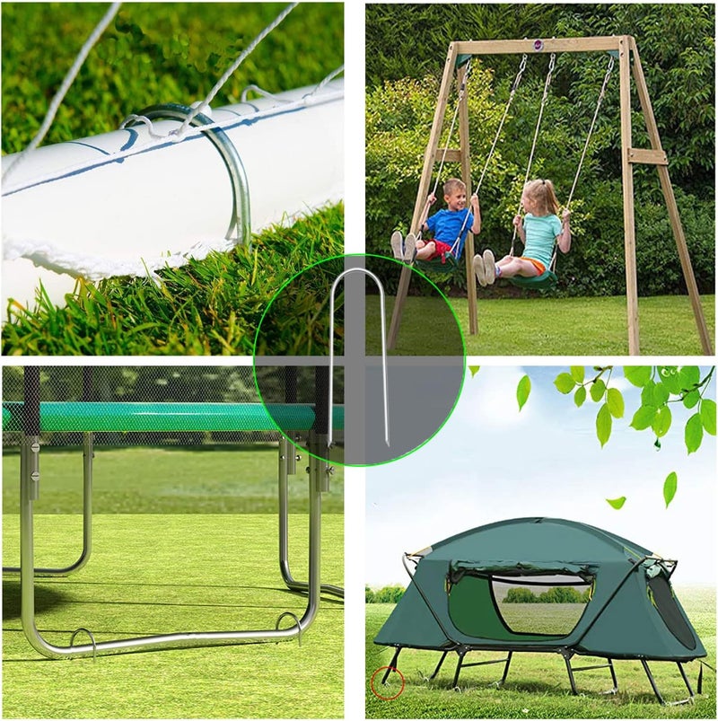 Zaijmlwwn Heavy Duty Trampoline Stakes Anchors High Wind Stakes U- Shaped Sharp Ends Ground Anchor Galvanized Steel 11.8inch Safety Stakes for Soccer, Tents and Garden Decorations - Image 2